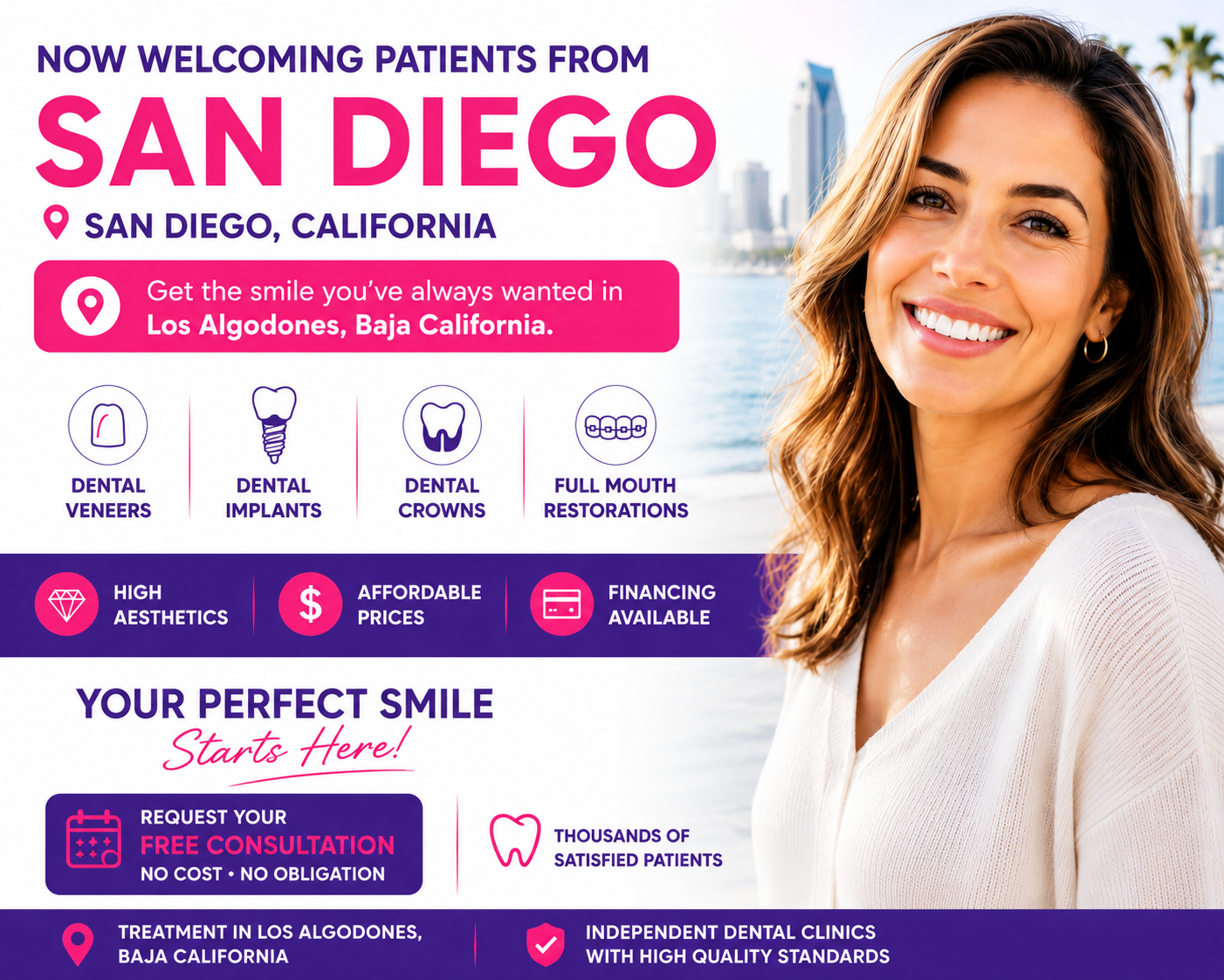 Carillas dentales para pacientes de San Diego California en Los Algodones